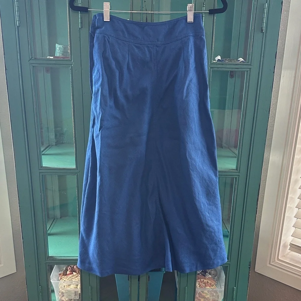Vintage Linen Liz Sport Blue Women's Skirt with side button details